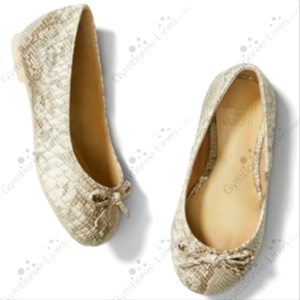 NWT Janie and Jack Snakeskin Bow  flat shoes size 2k